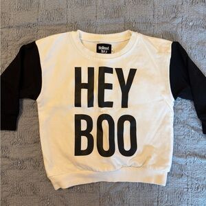 Kids White and Black 'Hey Boo' Sweatshirt